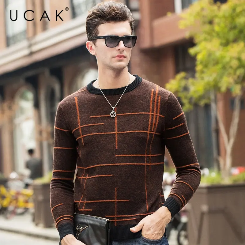 UCAK Brand Pure Merino Wool Sweater Men 2019 New Arrival Autumn Winter Soft Warm Pullover Men Striped Cashmere Pull Homme U3063 UCAK Brand Pure Merino Wool Sweater Men 2019 New Arrival Autumn Winter Soft Warm Pullover Men Striped Cashmere Pull Homme U3063