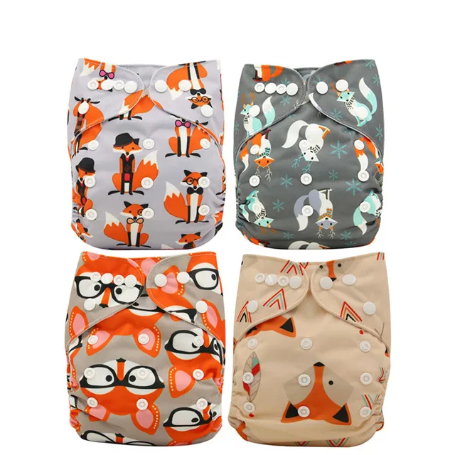 baby cloth diaper17 Ohbabyka 4 шт./компл. моющиеся тканевые подгузники; регулируемый пеленки Многоразовые подгузники из ткани, на Возраст 3-15 кг детские тканевые подгузники, пелёнки - Цвет: baby cloth diaper17