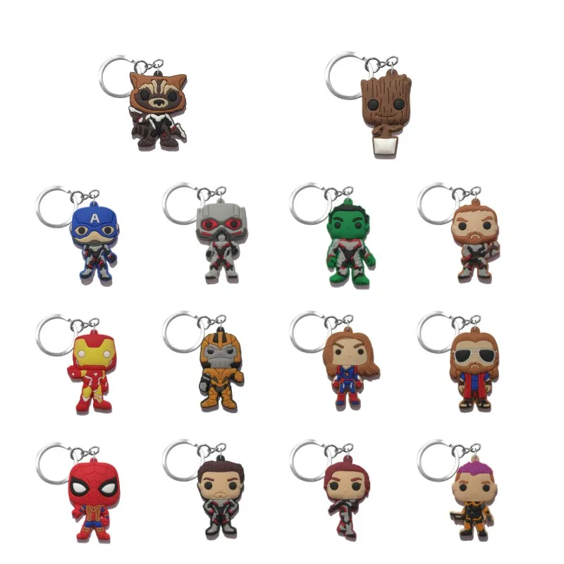 

20pcs/lot Avenger 4 Keychain Superheroes PVC Key Ring Mini Anime Figure Key Holder Key Chain Cool Trinket Kids Gift Party Favors