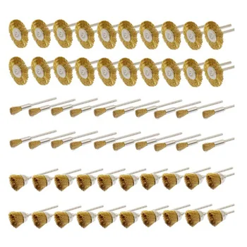 

Brass Wire Brushes Cup Wheels Polish Cleaning Brush Kit Polishing Attachment Die Grinder Rotary Tools (60 Pieces)