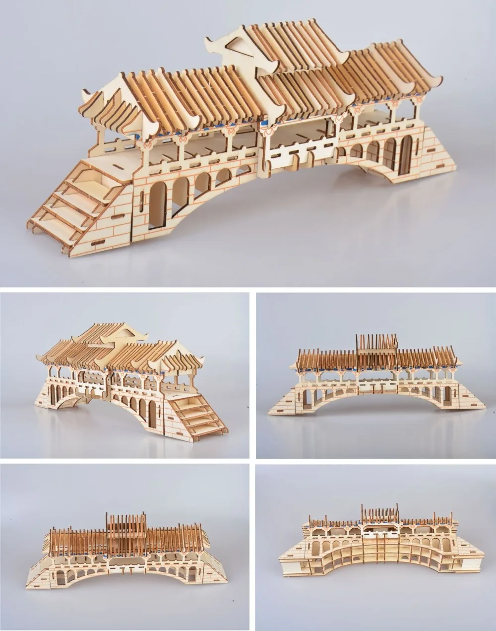 Покрытые мосты DIY 3D деревянные головоломки деревянные ремесла сборки набор резки деревянные игрушки для Рождественский подарок 3221