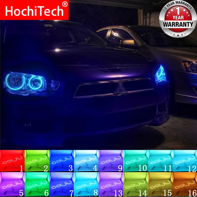 

Разноцветные RGB светодиодные ангельские глазки, кольцевой глаз, Радиочастотный пульт дистанционного управления для Mitsubishi Lancer 2008-2015, Аксессуары для проекторов