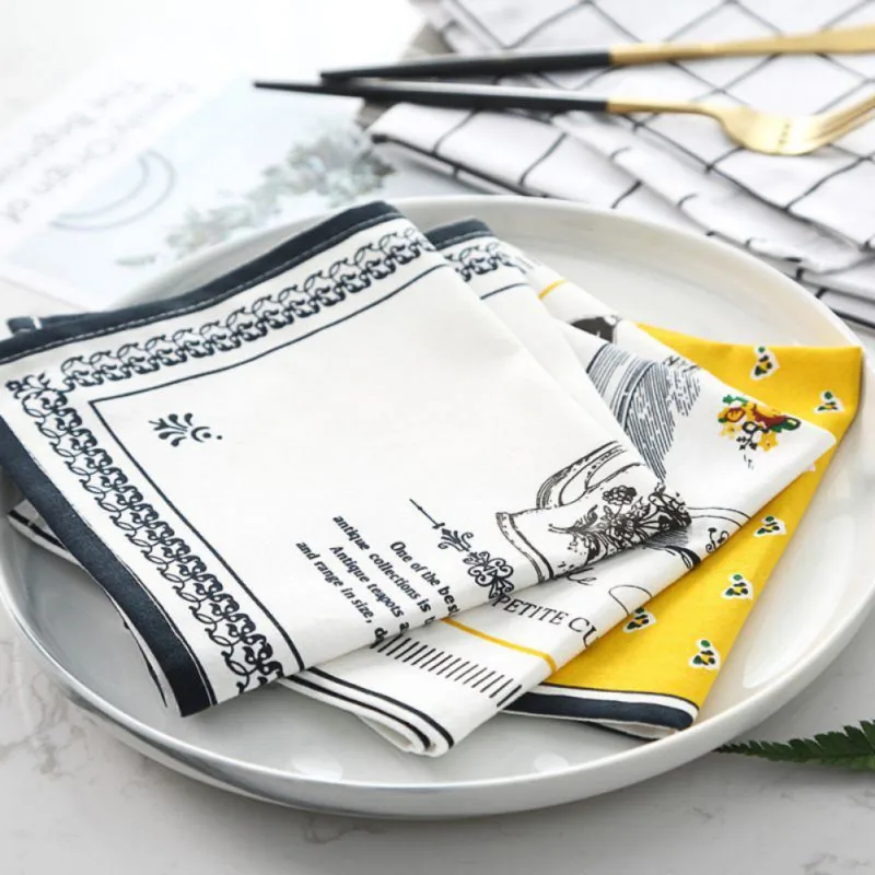 

Cotton Linen Pad Dining Table Mats Coaster Bowl Cup Mat Pattern Kitchen Placemat Home Decor Napkin Tea Towel Placemat Napkins