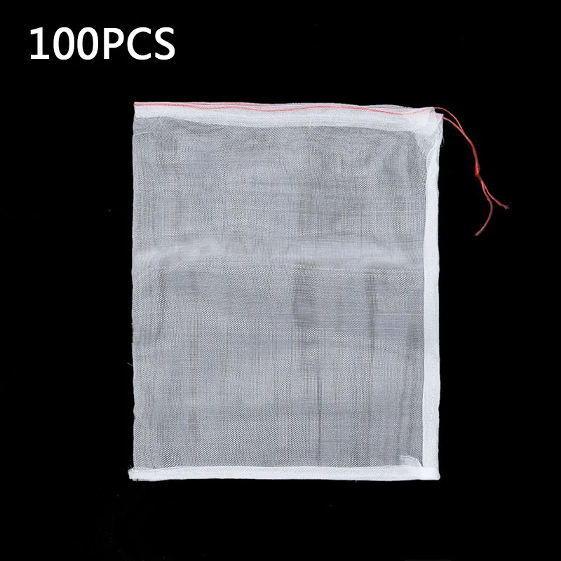100 шт. белая Сетчатая Сумка для растений, для теплицы, защитная крышка для растений, садовые аксессуары, защитные сетчатые чехлы на завязках для растений
