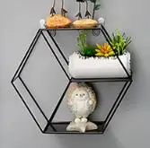 same as photo 1 шт. Шестигранная декоративная висящая настенная полка кованая железная стойка для хранения гостиной спальни DIY настенный держатель украшения цветочный горшок QA 149 - Цвет: same as photo