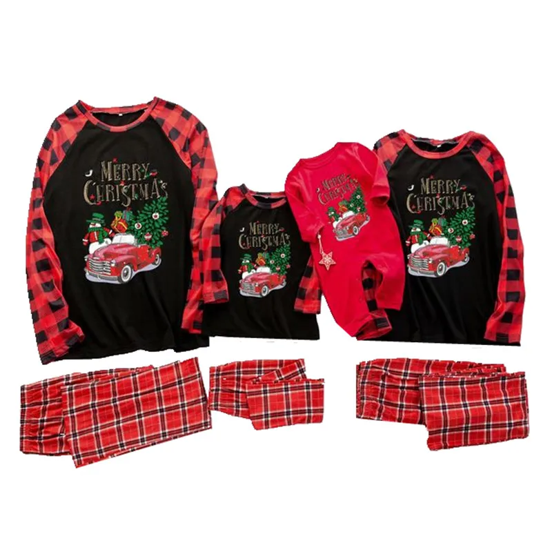 

Merry Christmas Family Pajamas Pants Set Family Christmas Letter Car Pajamas Mommy and Me Family Matching Clothes Sleepwear Sets