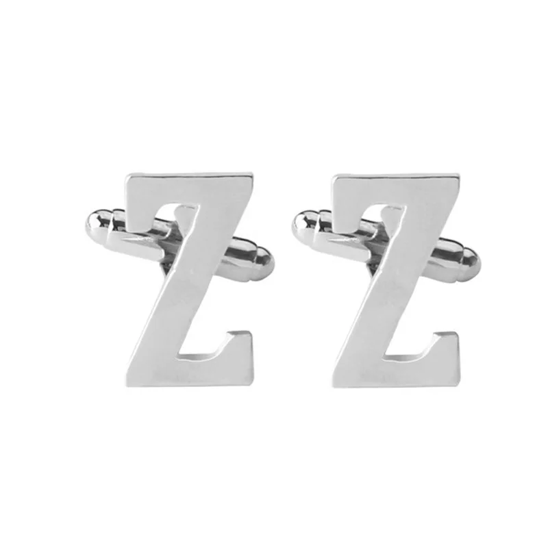 Cufflink Business Mens Initial Silver Cuff Link Alphabet Letter Wedding Formal