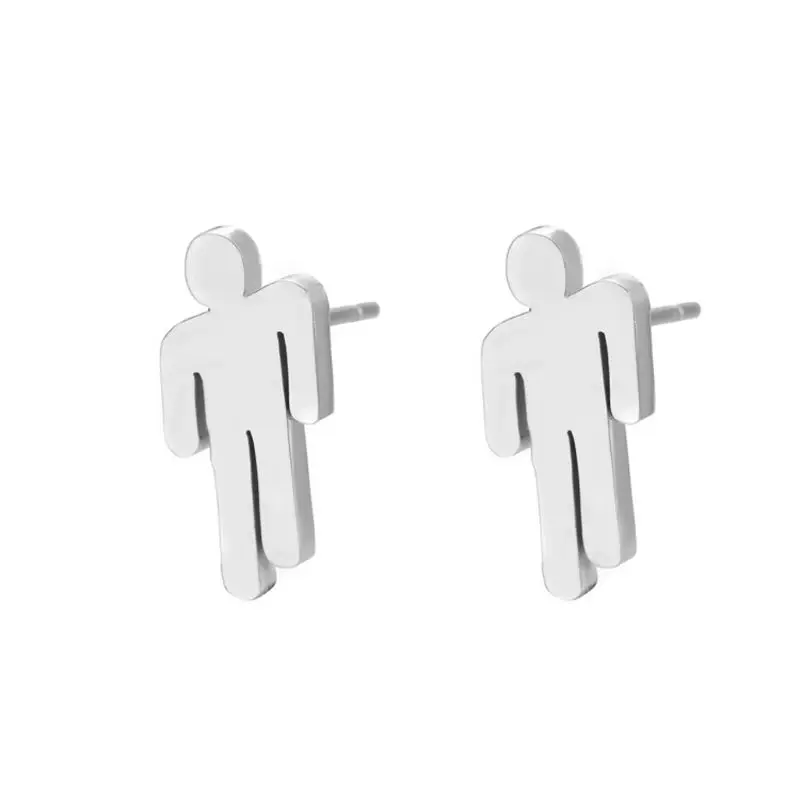 

Hip Hop Billie Eilish Singer Stud Earrings Streetwear Stainless Steel Human Shape Studs Fans Fashion Jewelry Unisex