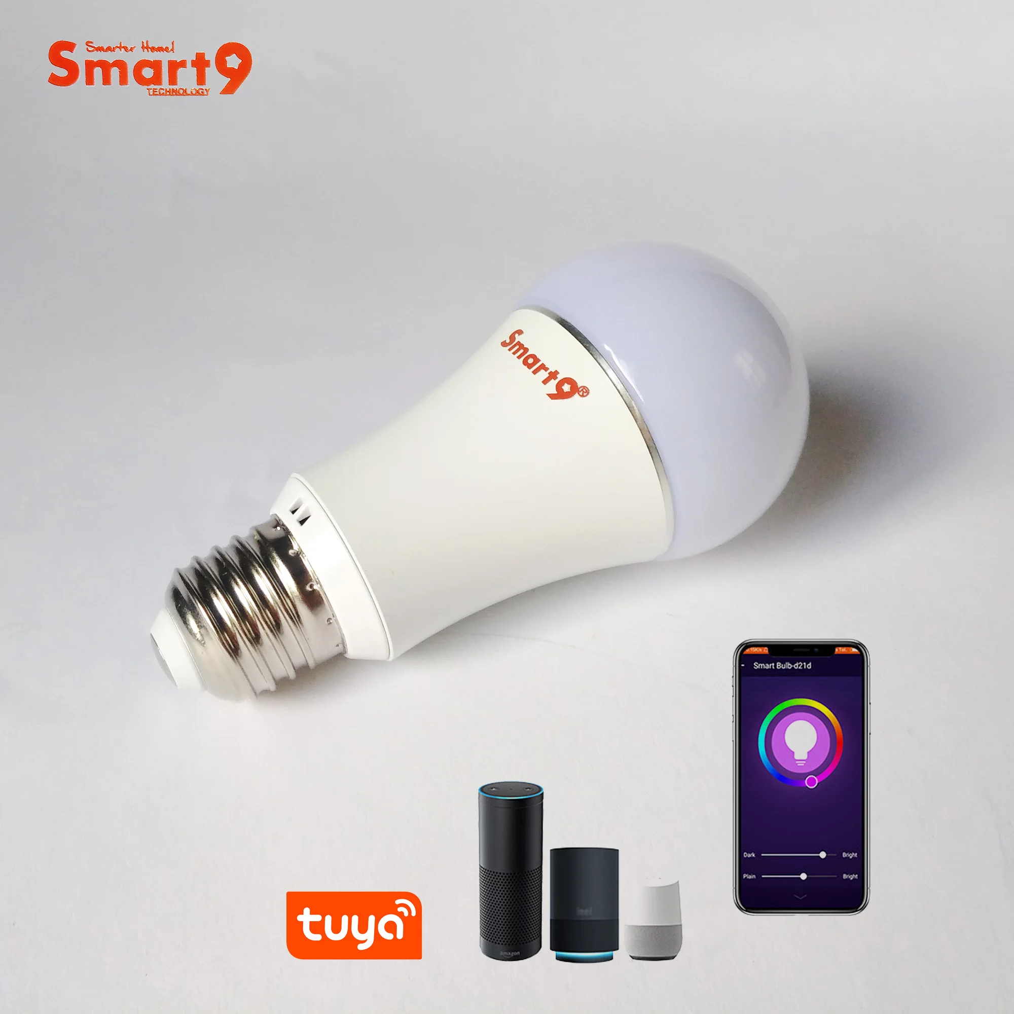 

Smart9 RGB Bulb, TuYa Home Automation Smart Life APP, E27 6W Light Socket Wifi Connection, Works with Alexa Echo