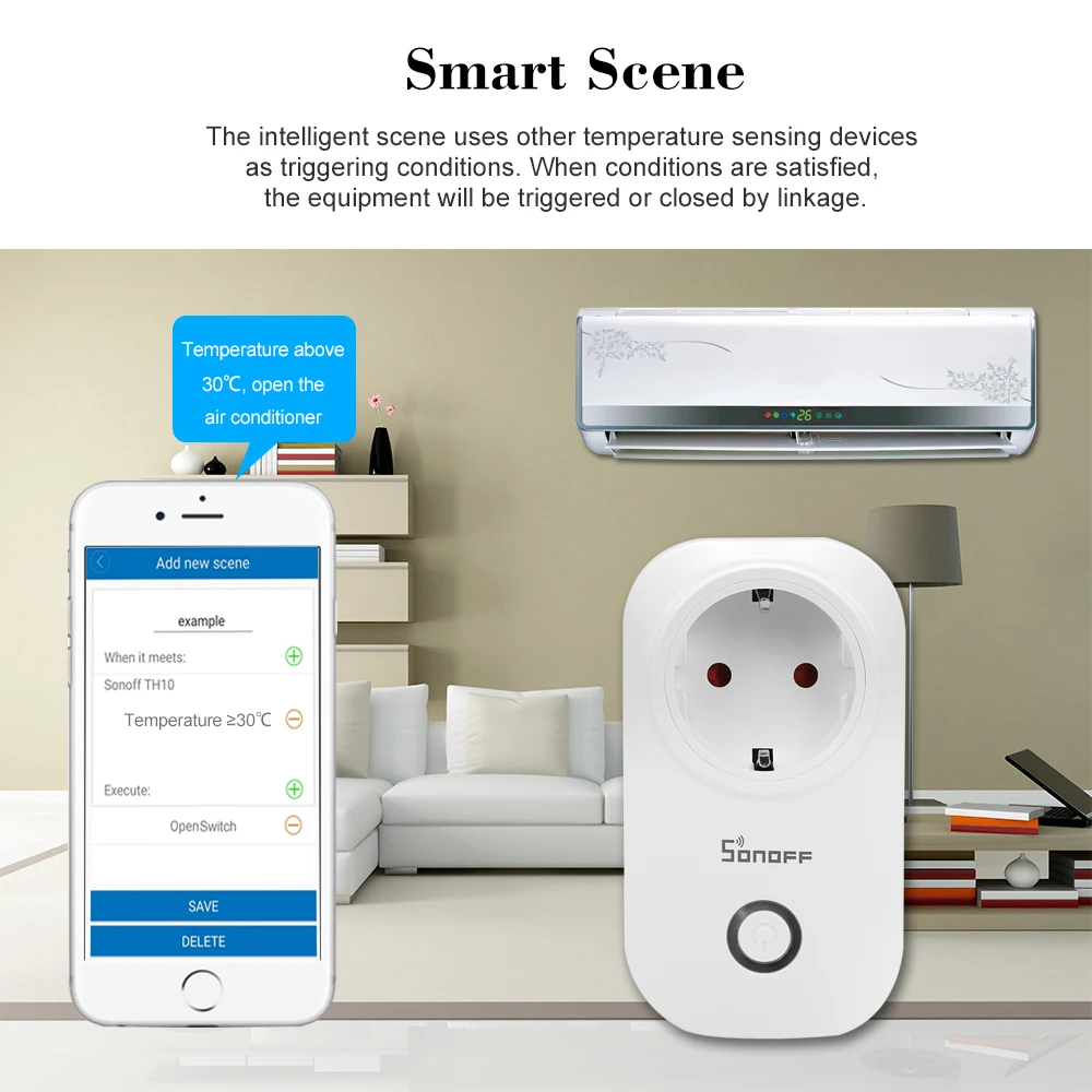 Штепсельная розетка ITEAD Sonoff S20 ЕС Wi Fi беспроводное управление через приложение