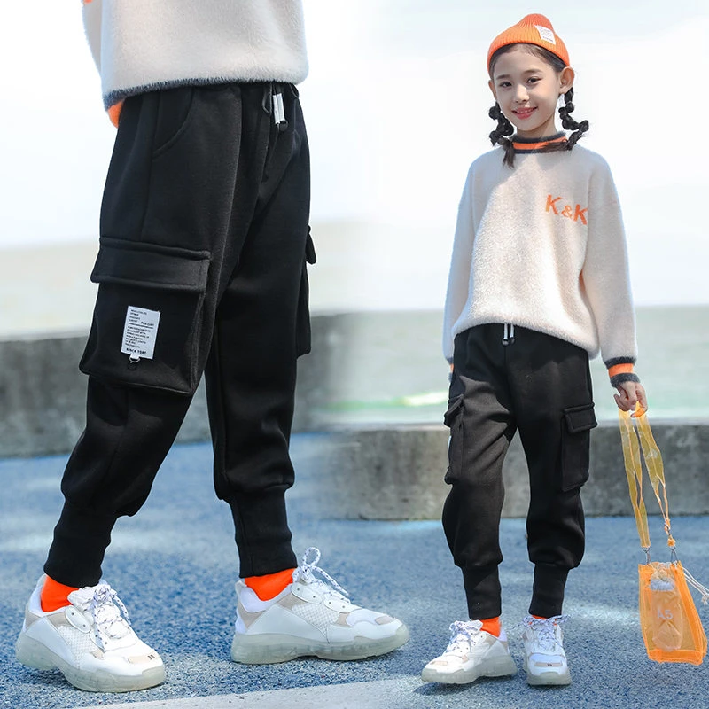 Pantalones para niños, pantalones Cargo de invierno con muchos para niños y niñas, pantalones Harem de a la moda, pantalones deportivos de - AliExpress