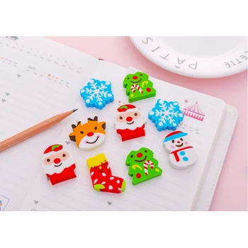 

6 pcs/pack Cute Merry Christmas Eraser Cartoon Series Eraser Set School Student Supplies Gift