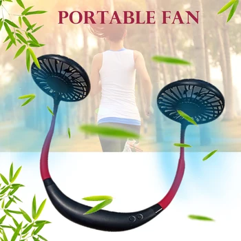 

Mini USB Portable Fan Neck Fan Neckband With Rechargeable Battery Small Desk Fans handheld Air Cooler Conditioner