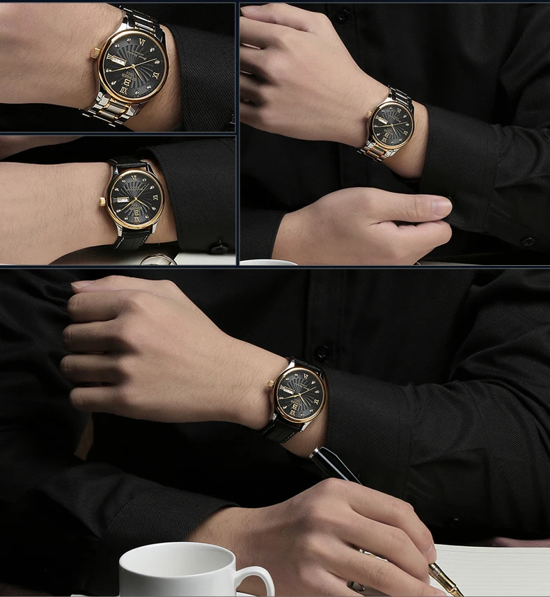 Швейцарские новые модные мужские часы люксовый бренд часы Бингер кварцевые мужские наручные часы из натуральной кожи ремешок водонепроницаемые B603B-9