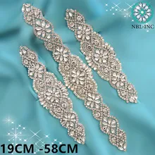 (1 pc) prata strass apliques ouro cristal frisado strass apliques ferro de correção quente costurar para vestidos de casamento WDD0403-M(China)