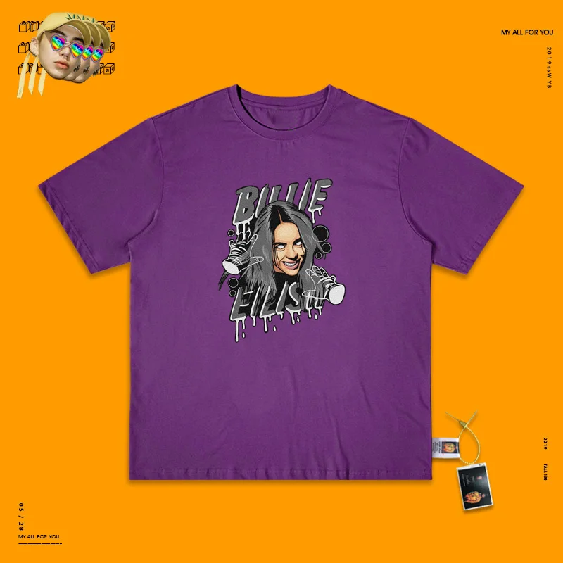 Billie Eilish Винтаж пирус груша футболка Ins женщина Ta Tu Ji Nn Ulzzang школа ветер короткий рукав