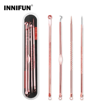 

4Pcs/ Set Acne Blackhead Remover Double Head Acne Extractor Black Head Comedo Remover Beauty Portable Skin Care Tools