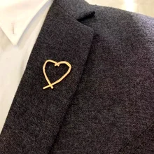 Для мужчин s металлическая брошь в форме Золотого сердца брошка-значок для лацкана для Для мужчин Свадебная вечеринка банкетный костюм платье декоративные шпильки подарок для мужа