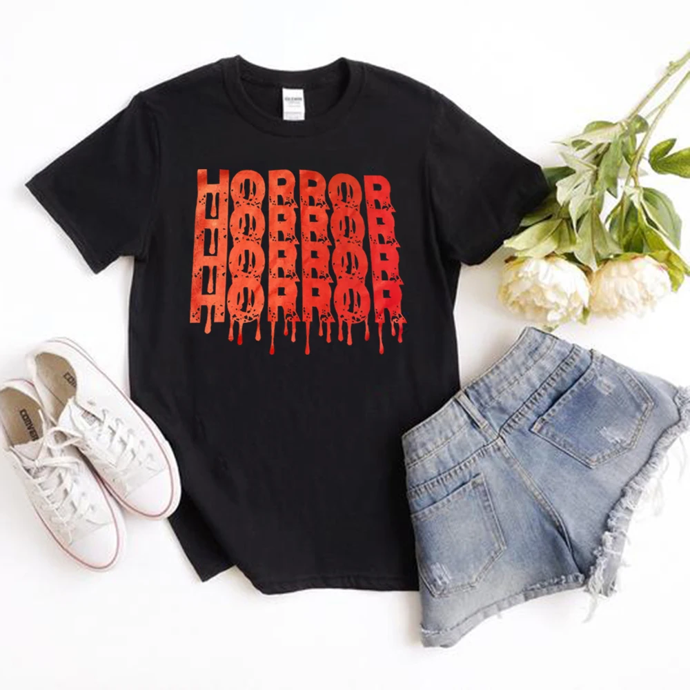 Рубашка Horro на Хэллоуин футболки с графическим принтом рубашка унисекс летние