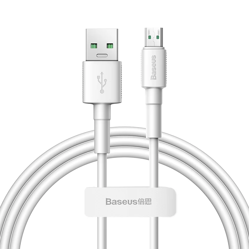 Usb-кабель Baseus 4A, зарядный кабель USB для микрокабеля VOOC, быстрозарядный кабель для OPPO R15 R11S Plus A77, кабель для передачи данных - Цвет: Белый