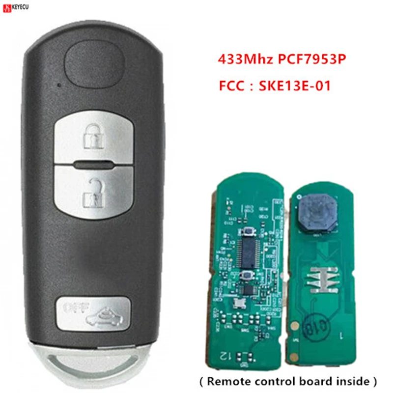 Keyecu умный дистанционный брелок 433 МГц PCF7953P для Mazda(Mitsubishi system) 6 CX-3 CX-5 SKE13E-01