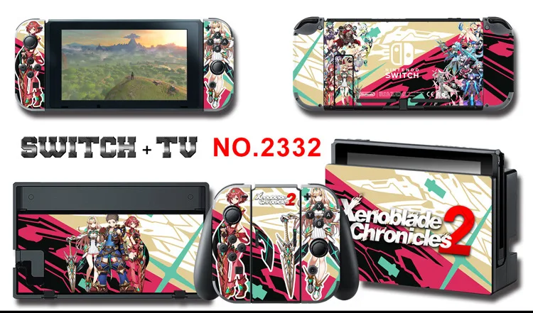 1set New Cute Anime Full Body Sticker for NS Switch Protective Cover Skin Colorful Art for Game Console Joy-Con Controller Decor