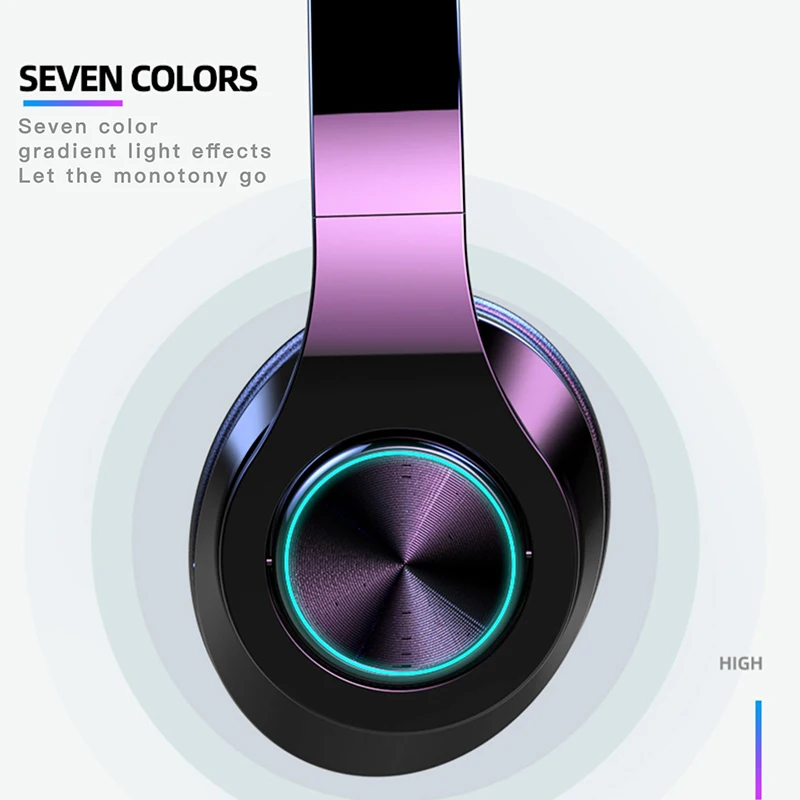 T6 Wireless Sports Bluetooth 5 0 Headphones with Mic Foldable Active Noise Head Mounted Stereo HIFI Earphone Wireless