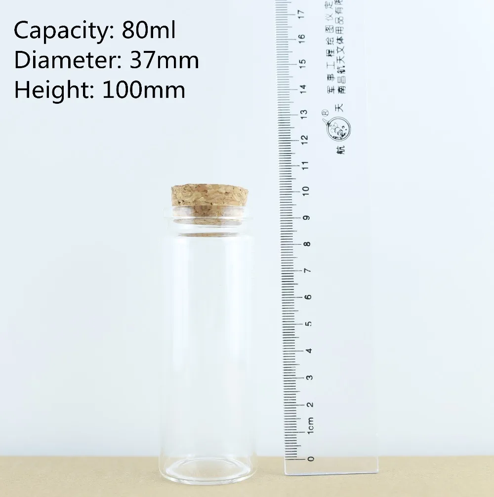 37mm 24PCS 80ml Glass Bottles Storage Jar for Spice Corks spicy Bottle Candy Containers Vials With Cork Stopper (7)