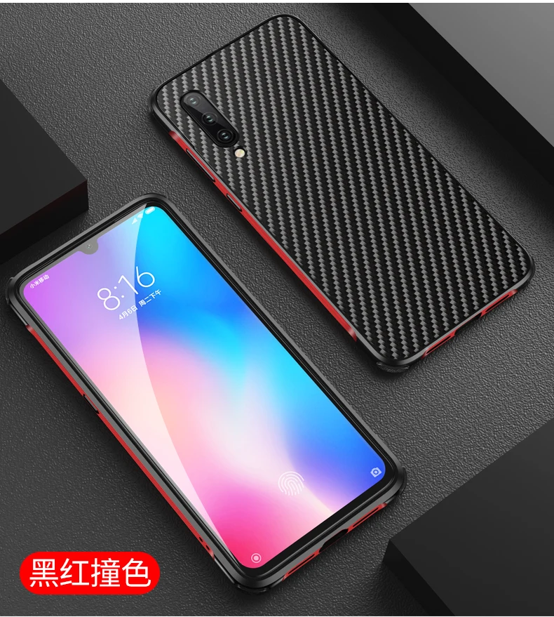 Роскошный Гибридный чехол для Xiaomi mi 9/Red mi K20/K20 Pro, жесткий чехол из углеродного волокна, металлический бампер+ защитный чехол для ПК