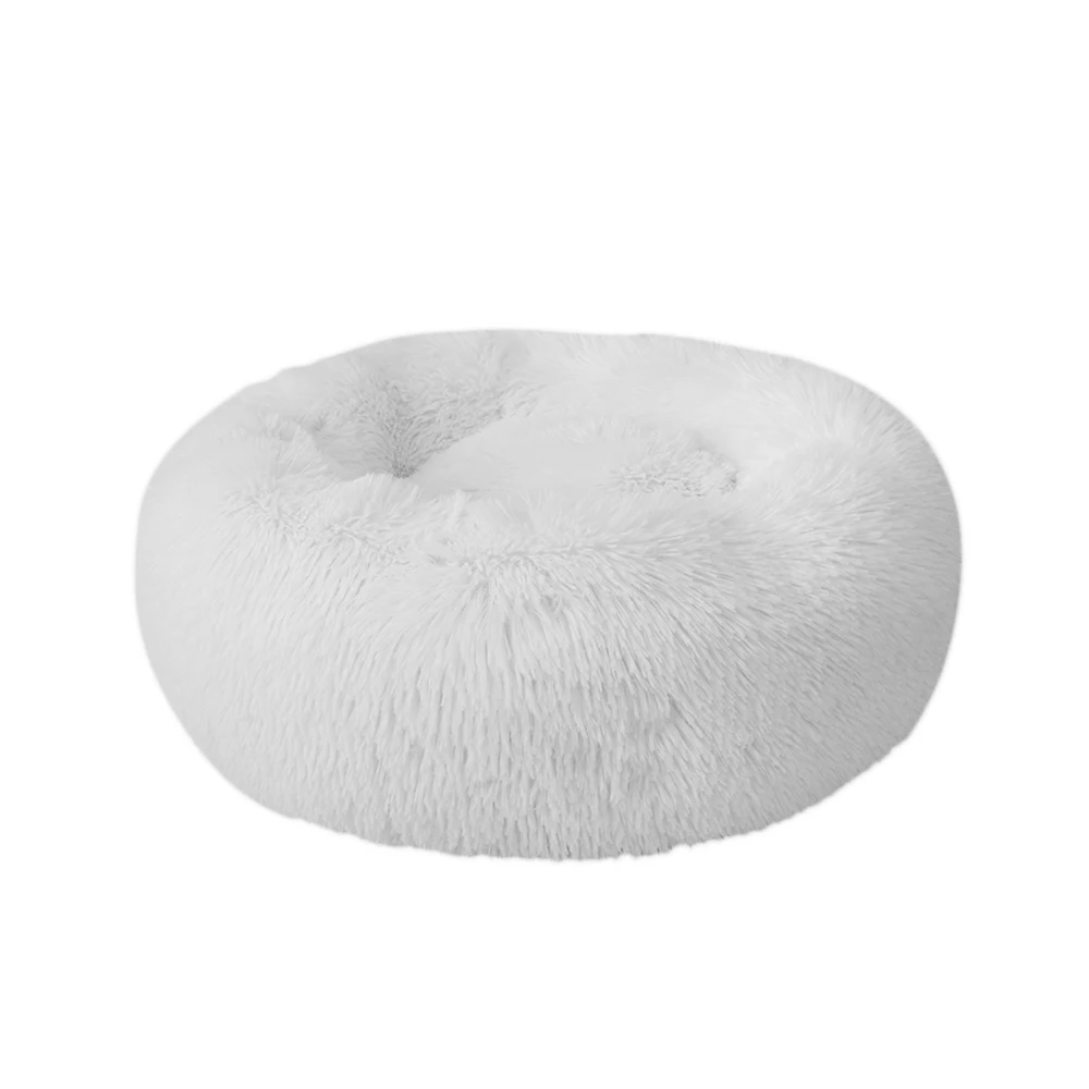 White Длинный Плюшевый игровой комплекс для кошек Кровать дом мягкий круглый теплая кровать для кота-любимца коврик теплая зимняя спальная Подушка Мат для кошек маленький собачье гнездышко 40/50/60/70 см - Цвет: White