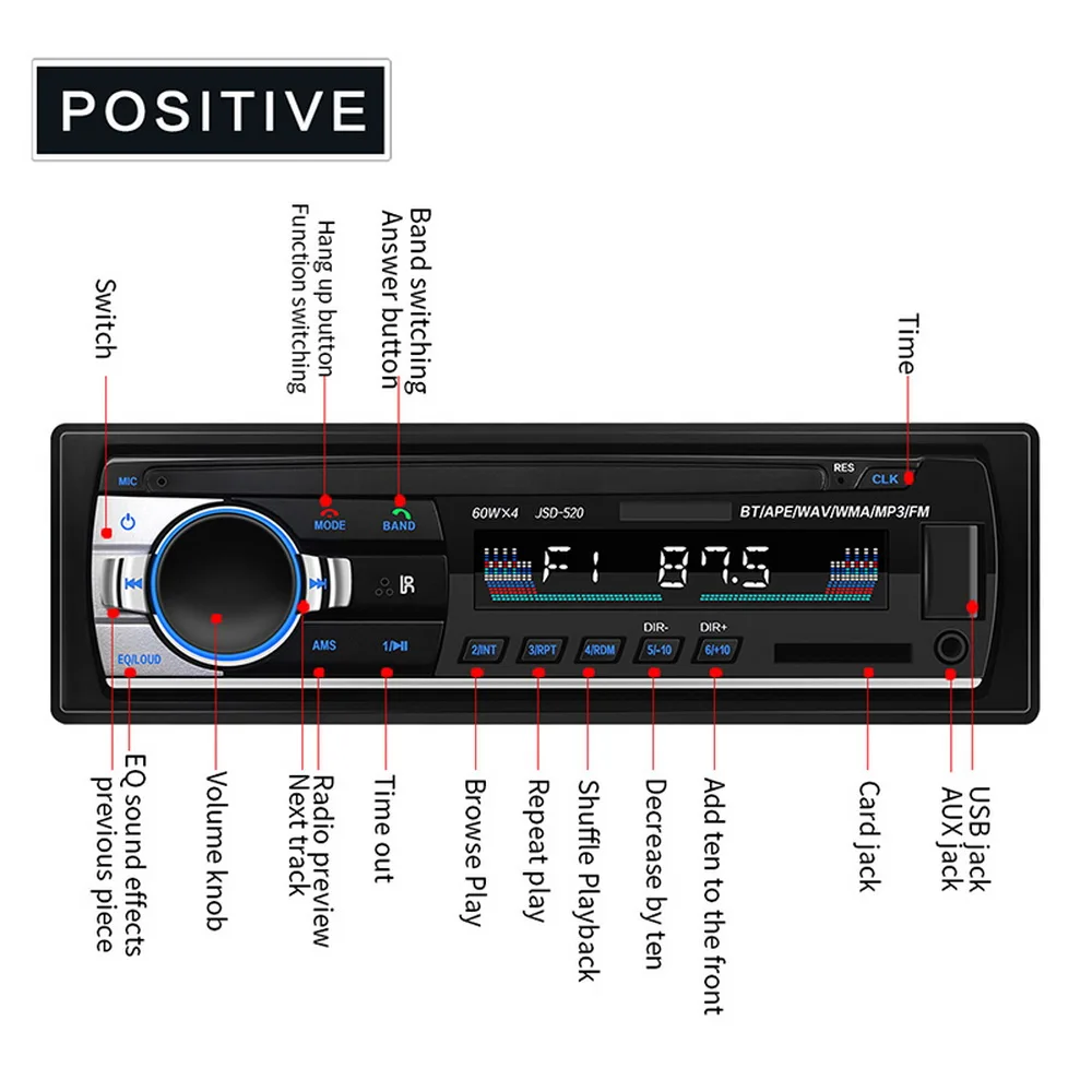 Bluetooth Авторадио Стерео радио FM Aux вход приемник MP3 мультимедийный плеер Автомобильный мультимедийный плеер Bluetooth Авторадио Горячее предложение