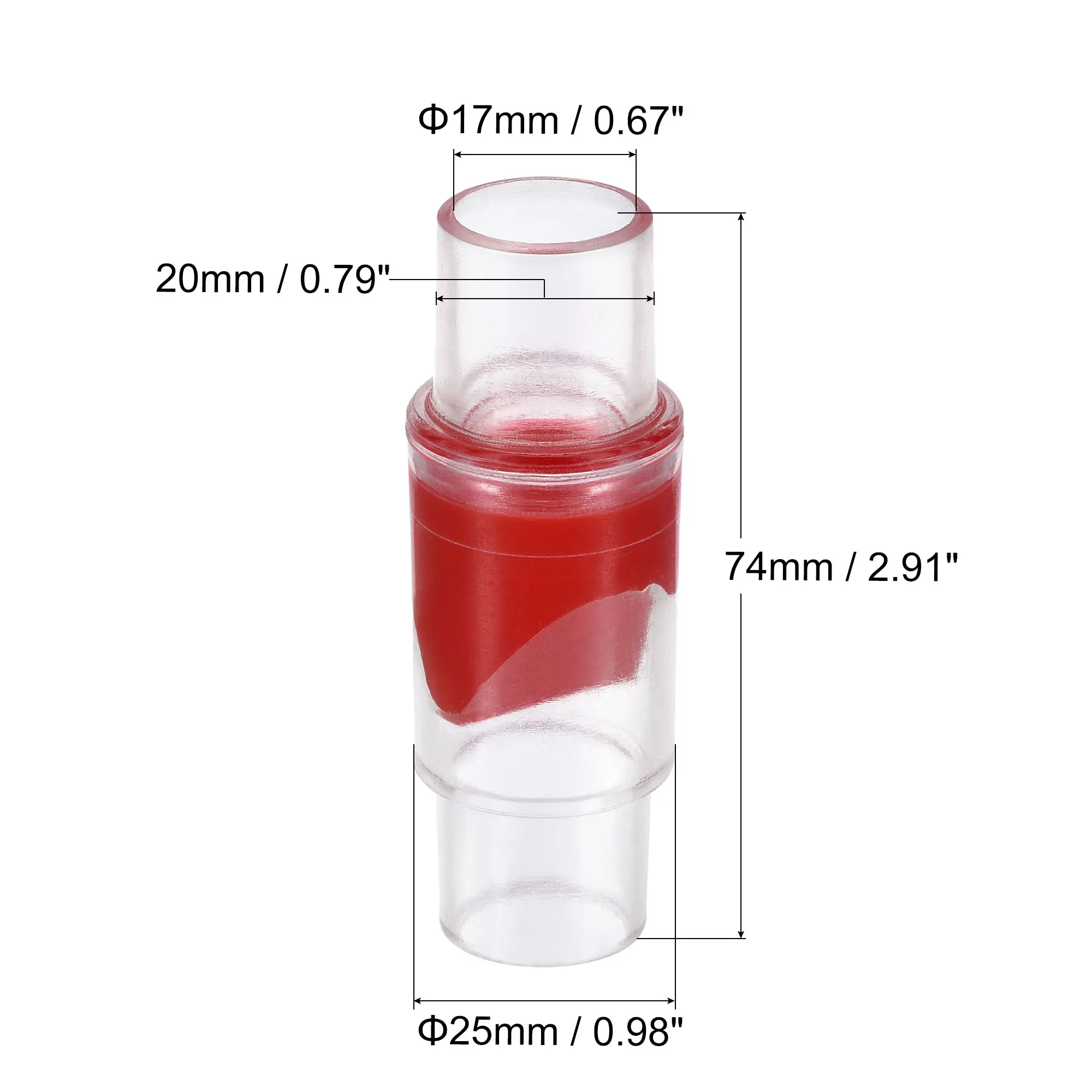 UXCELL 비 반환 편도 체크 밸브 20mm 28mm 직경 GPPS 플라스틱 편도 인라인 호스 커넥터 물 탱크 펌프 용 빨간색 투명