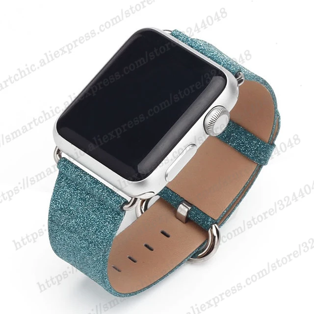 Блестящий кожаный ремешок для Apple Watch 5, 4, ремешок 40 мм, 44 мм, серия 5, 4, ремешок 42 мм, 38 мм, браслет для iWatch 4, 3, 2, 1, браслет - Цвет ремешка: green