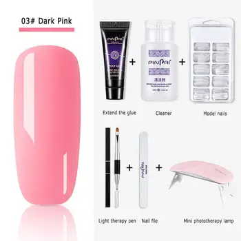 

2020 Pinpai 15ml Nail Extension Gel Crystal Nail Free Paper Holder Quick Dry Model Extension Glue Set Durable Nail Art UV Gel