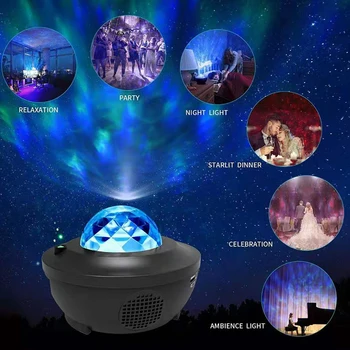 

Ocean Star Projector Bluetooth Music Sound LED Night Light with USB Adjustable Remote Control Projection Lamp Home Bedroom Decor