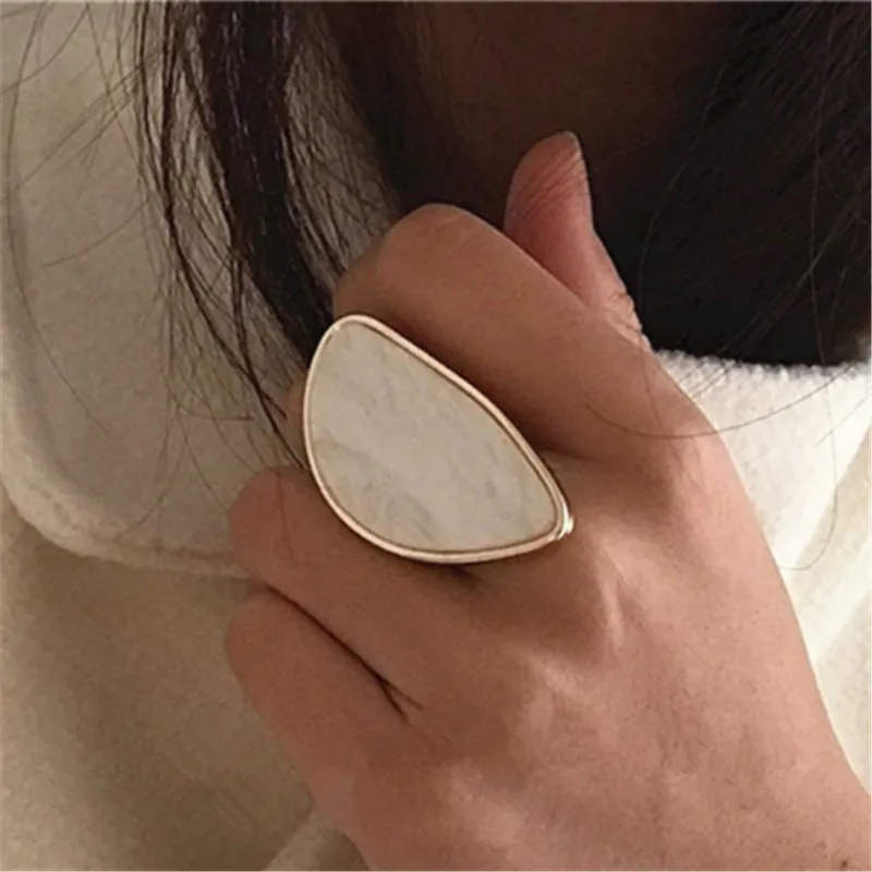 FNIO Fashion Woman Rings Acetate Plate The Adjustable Ring Oval Acrylic Resin Geometry Rings Trendy Geometric Wedding Bands Ring trendy stone rings