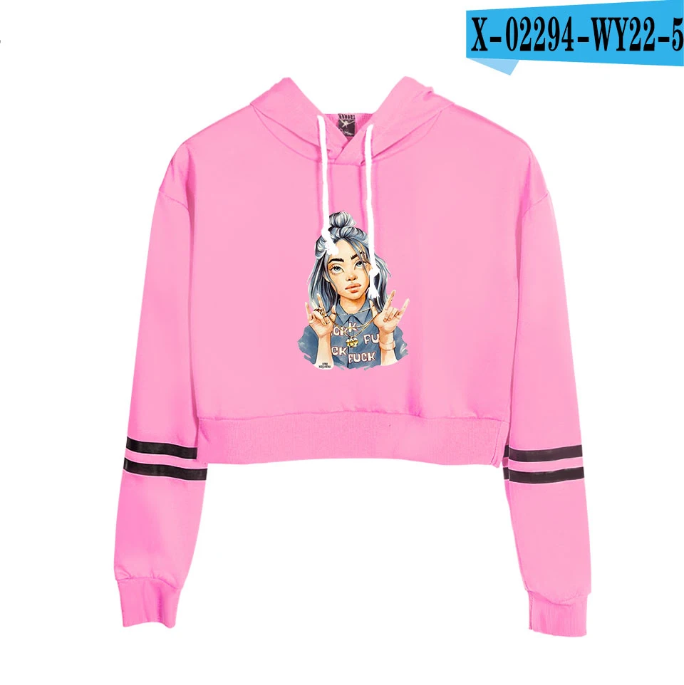 New Fashion Billie Eilish crop Top Hoodies Sweatshirt Women Pullovers Billie Eilish Hoodies Casual women's/girl's orange Hoody - Цвет: pink