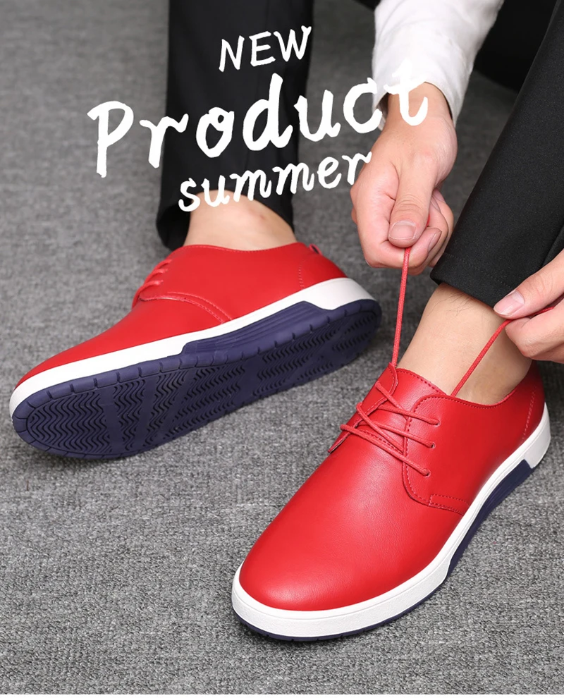 Merkmak Brand New Summer Breathable Men Leather Casual Shoes Plus Velvet Warm Winter FLats Fashion Lace-up Big Size Walking Shoe