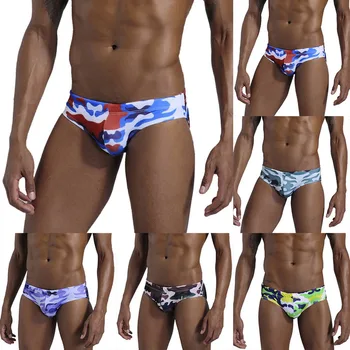 

Camouflage Print Mens Swimwear Low Waist Swim Trunks Men Push Pad Swiming Shorts Briefs Summer Bathing Beach Wear Surf