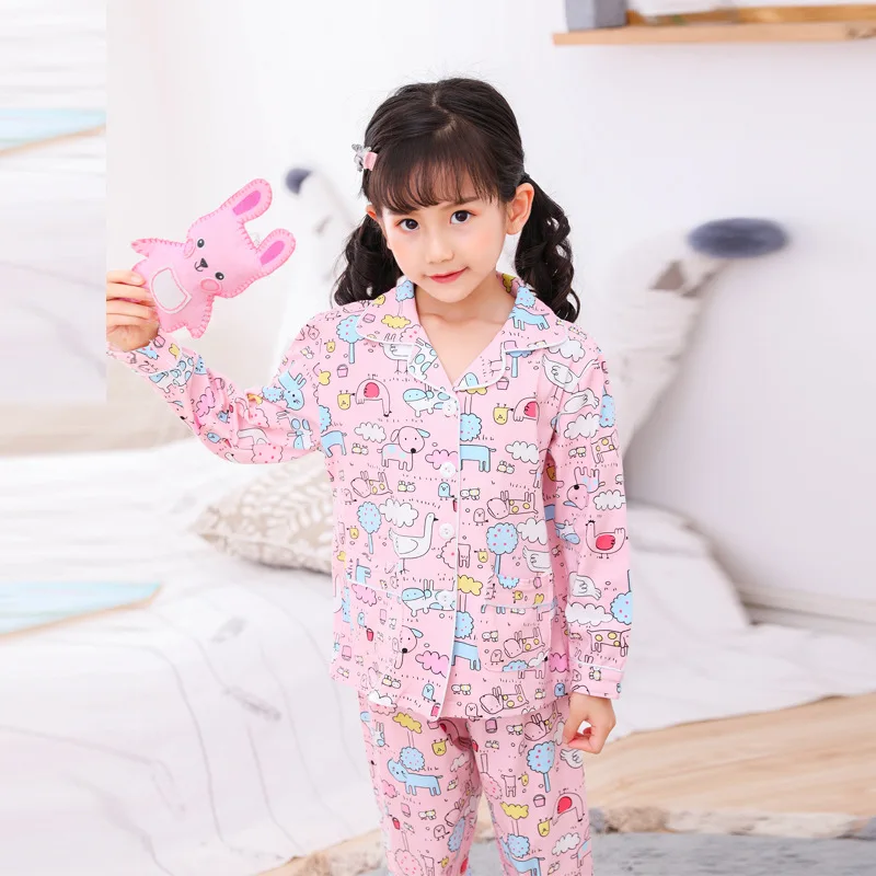 RN-9-осенний кардиган, тонкий Детский костюм Новинка года, милая хлопковая домашняя одежда в Корейском стиле для мальчиков и девочек, весенний детский пижамный комплект с длинными рукавами - Цвет: CT HX 403fen dongwu