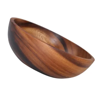 

1pc Practical Wooden Cutlery Household Basin Fruit Bowl Salad Bowl (8X6CM)