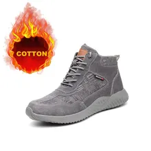 Зимние защитные ботинки со стальным головы анти-Убойные анти-прокол безопасная обувь покрыта водоотталкивающим антискользящим материалом запаха сайта рабочие ботинки