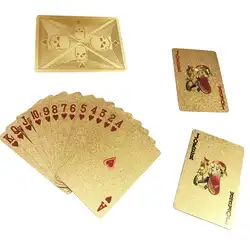 24K Золотая фольга игральные карты для покера игра колода Золотая фольга покерный набор пластиковая Волшебная карта водостойкие карты