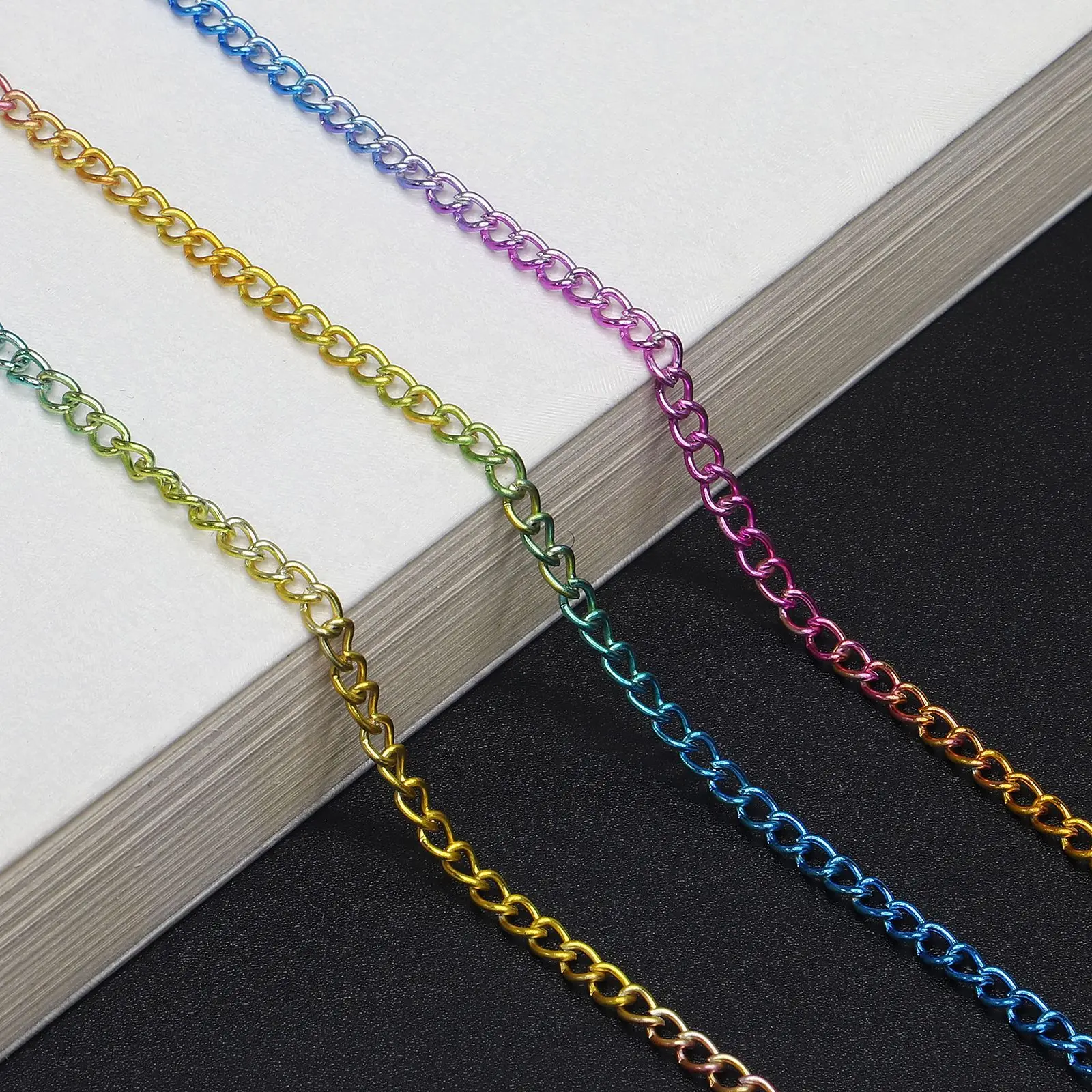 Противоскользящий популярный металлический шнур для очков поддерживает цвет радуги, не выцветает, крутая цепочка для очков
