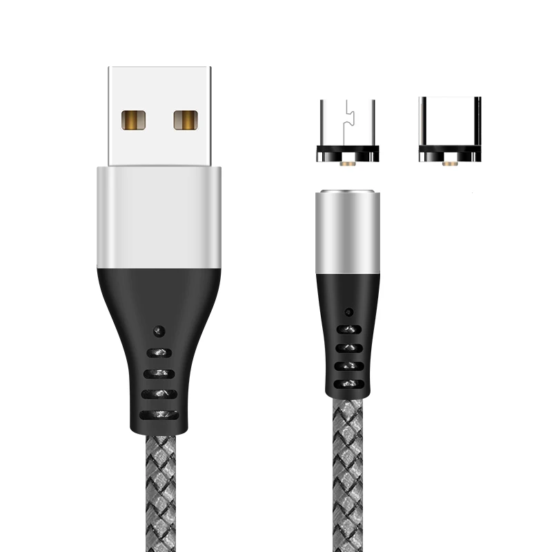 Магнитный кабель USB C кабель для быстрой зарядки Магнит Micro USB зарядное устройство для Xiaomi Mi8 Mi9 samsung S9 S8 type C Быстрая зарядка - Цвет: Silver