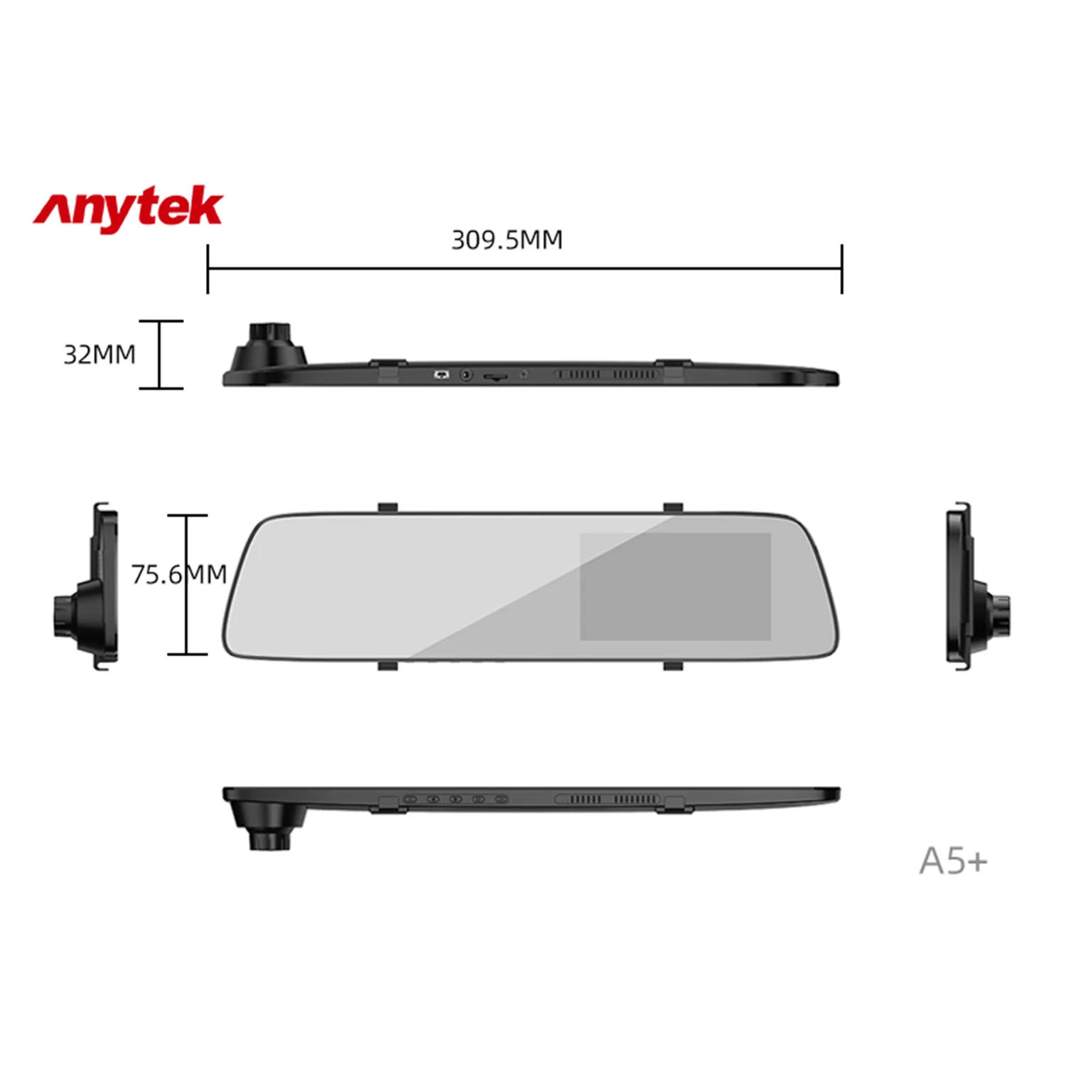 Anytek, 4,5 дюймов, 1920*1080 P, HD, ips экран, Автомобильный видеорегистратор, камера, авто видеорегистратор, фронтальная и зеркало заднего вида, g-сенсор, камера обнаружения движения