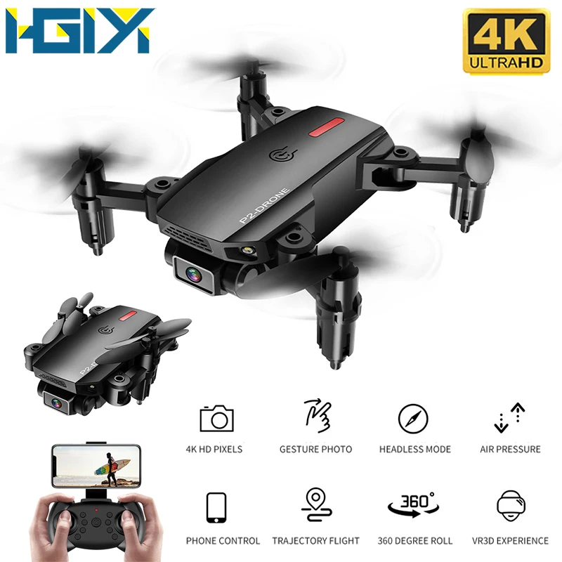 

HGIYI P2 Mini Drone Wifi FPV 480P 4K HD Dual Camera Hight Hold Mode Foldable Arm RC Quadcopter Dron Selfie Drones Toy S66 E58
