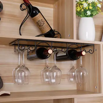 

Iron Wine Glass Hanging Holder Goblet Stemware Storage Organizer Rack