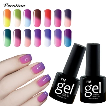 

Verntion Thermal Nail Gel Temperature Change Color UV Semi Permanent Nails Varnish Gel Nail Hybrid Varnish Nail Art Manicure Set