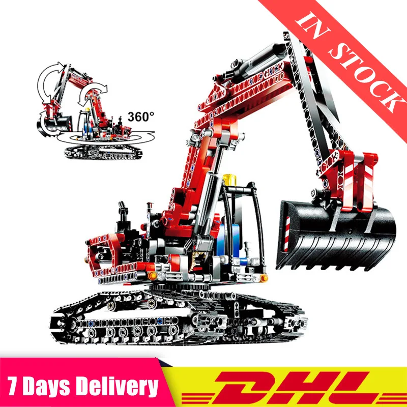 

DHL 20025 760pcs Technic The Red Excavator Set Building Blocks Bricks Model Toys Christmas Gifts Compatible 8294